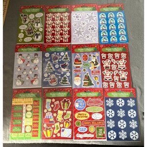 Christmas-Themed Sticker Collection Set of 12 Packages for Holiday Crafts & Deco
